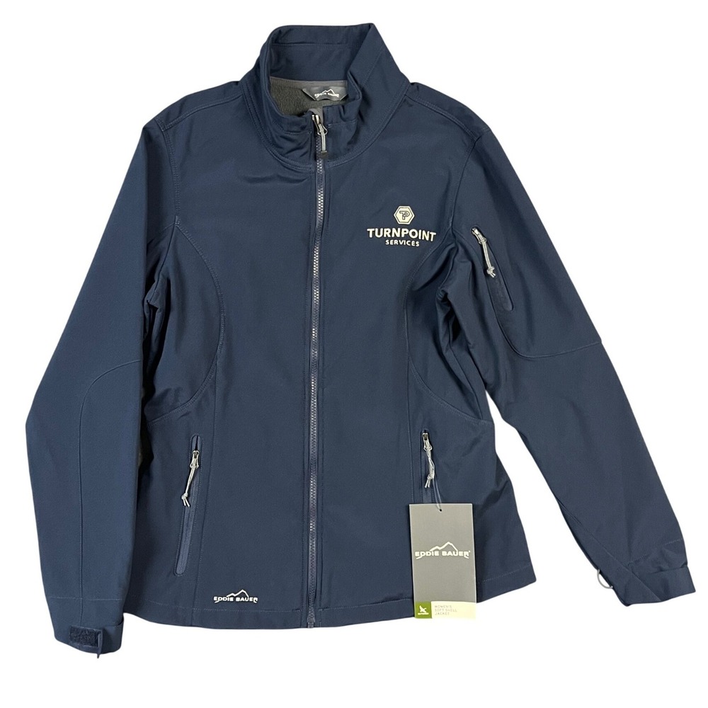 Eddie Bauer Soft Shell Jacket Womens Size Medium Navy Fleece Lined EB531 New
